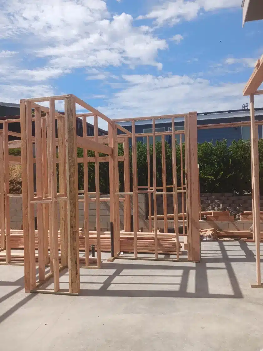 Agoura Hills cabana — framing against blue sky